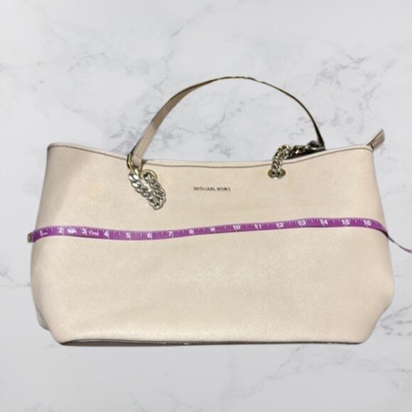 Michael Kors Grey Leather Tote Bag Over Shoulder bag Chain Strap - Picture 11 of 12